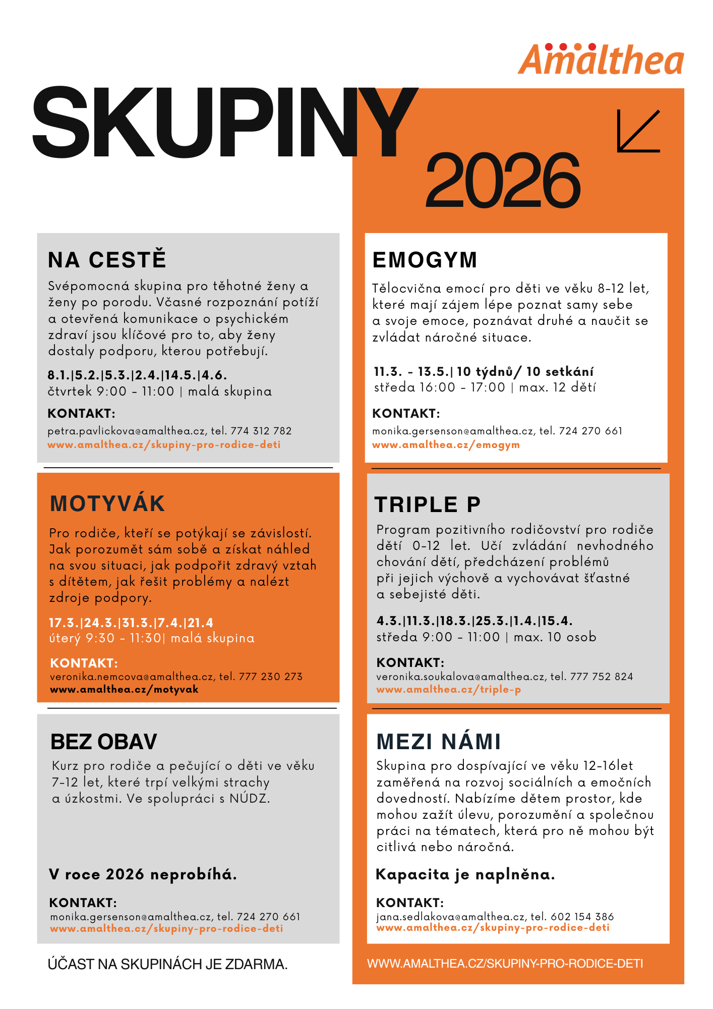 Skupiny pro rodiče a děti 2026